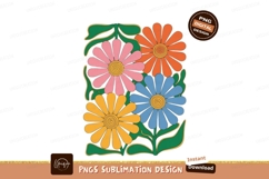 Game Day Baseball Bow Daisies image Colorful Retro Flowers W Product Image 1