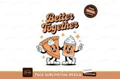 Pie and Coffee Cup Characters cartoon Cowboy spooky floral b Product Image 1