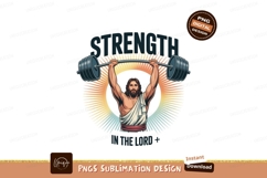Jesus lifting weights with sunburst strength barbell Product Image 1