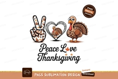Chubby turkey with autumn leaves and hearts thanksgiving Product Image 1