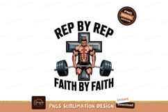 Muscular man lifting barbell with cross image Product Image 1