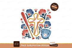 Baseball cross flowers bat glove image Product Image 1