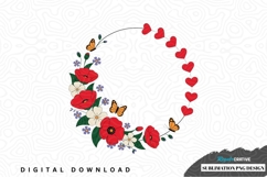 Romantic floral wreath with hearts and sublimation png Product Image 1