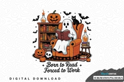 Halloween-themed book lover sublimation png design Product Image 1