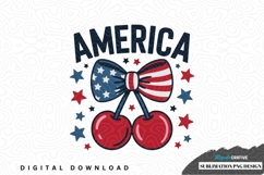 Patriotic america cherry bow sublimation png design Product Image 1