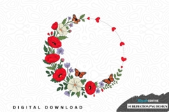 Floral wreath with butterflies sublimation png design Product Image 1