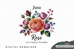 June rose bouquet sublimation png design Product Image 1