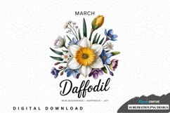 March daffodil sublimation png design Product Image 1