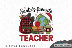 Santa's favorite teacher sublimation png design Product Image 1