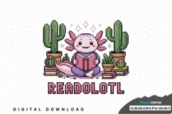 Cute axolotl reading book sublimation png design Product Image 1