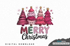 Merry christmas pink christmas trees sublimation png design Product Image 1