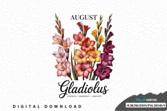 August gladiolus bouquet sublimation png design Product Image 1