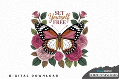 Inspirational butterfly and roses sublimation png design Product Image 1
