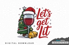 Festive wine glass with christmas tree and bells sublimation Product Image 1