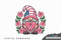 Patriotic gnome with pink ribbon sublimation png design Product Image 1