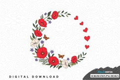 Floral wreath with hearts sublimation png design Product Image 1