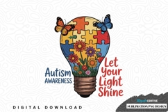 Autism awareness light bulb sublimation design Product Image 1