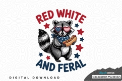 Red white and feral: patriotic raccoon sublimation png Product Image 1