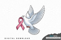 White dove with pink ribbon sublimation png design Product Image 1