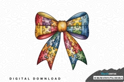 Colorful puzzle piece bow sublimation design Product Image 1