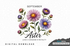 September aster birth flower sublimation png design Product Image 1