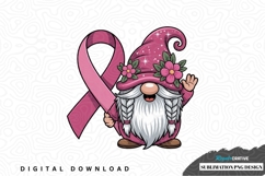 Pink ribbon gnome sublimation png design Product Image 1