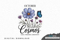 October cosmos flower sublimation png design Product Image 1