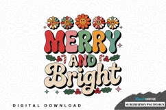 Merry and bright sublimation png design Product Image 1