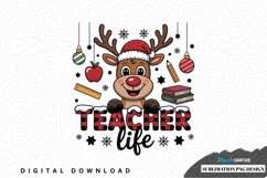 Teacher life christmas reindeer sublimation png design Product Image 1