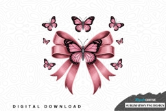 Pink butterfly bow sublimation png design Product Image 1