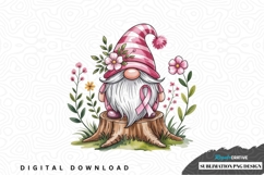 Pink ribbon awareness gnome sublimation png design Product Image 1