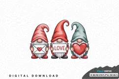 Three gnomes with love themed items sublimation png design Product Image 1