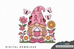 Pink awareness ribbon gnome sublimation png design Product Image 1