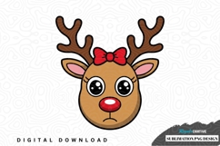 Cute reindeer face sublimation png design Product Image 1