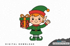 Christmas elf holding gift sublimation png design Product Image 1