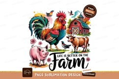 Whimsical Farm Animals Barn Watercolor Illustration PNG Product Image 1