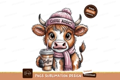 Coffee Cow Cute Animal Sublimation PNG Product Image 1