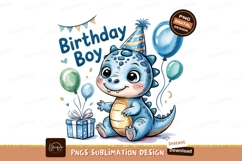 Birthday Boy Cute Dinosaur Sublimation Png Product Image 1
