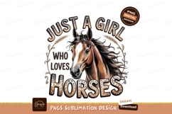 Girl Loves Horses Sublimation Design PNG Product Image 1