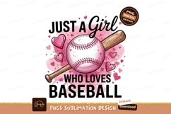 Girl Who Loves Baseball Sublimation PNG Product Image 1