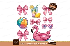 Cute Summer Elements Flat Vector Illustration PNG Product Image 1