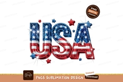 Patriotic Usa Text Art With Stars Sublimation Png Product Image 1
