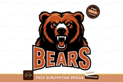 Angry Bears Mascot Head Sports Logo PNG Product Image 1