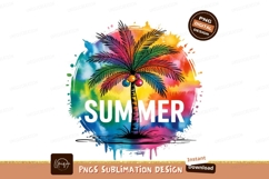 Colorful Summer Palm Watercolor Sublimation Png Product Image 1