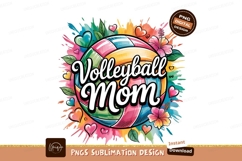 Watercolor Volleyball Mom Sublimation PNG Product Image 1