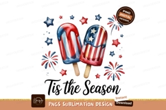 Patriotic Popsicles Watercolor Fourth Of July PNG Product Image 1
