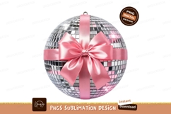 Disco Ball Pink Bow Isolated Object Sublimation Png Product Image 1