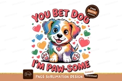 Cute Colorful Puppy Dog With Hearts Sublimation PNG Product Image 1