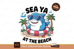 Cartoon Shark Relaxing At The Beach Sublimation PNG Product Image 1