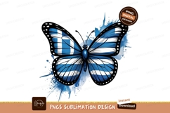 Greek Flag Butterfly Watercolor Style Art PNG Product Image 1